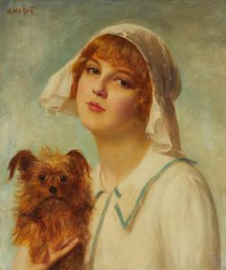 HERVE Gabriel 1868,Girl with Dog,John Moran Auctioneers US 2023-04-25