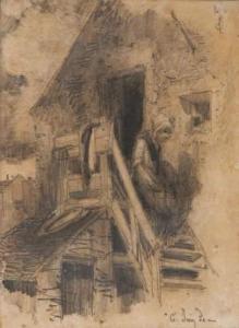 HERVIER Louis Adolphe 1819-1879,L'escalier,1851,Aguttes FR 2009-10-30