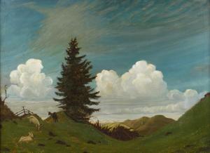 HERZING Hanns 1890-1971,Baum im Wolkenspiel,1944,Mehlis DE 2020-08-27