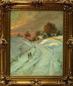 HERZOG Franz Max 1911-1961,Sunset Over a Snowy Landscape,Clars Auction Gallery US 2009-12-06