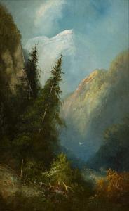 HERZOG Hermann 1832-1932,Canyon interior with snow-capped mountain,John Moran Auctioneers 2019-01-13