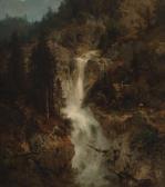 HERZOG Hermann 1832-1932,Wasserfall mit Mühle,1860,Neumeister DE 2010-09-29