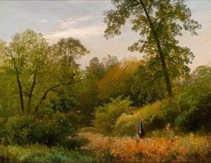 HERZOG Hermann 1832-1932,Wooded Landscape with Woman and Child,William Doyle US 2024-04-10