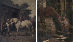 HESS John N 1800-1800,In the farmyard; and Feeding time,1880,Christie's GB 2005-11-22
