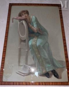 HESS Marcel 1878-1948,femme endormie à la chaise et à la robe de soie,Millon & Associés 2022-06-17