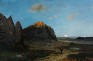 HESSE Georg H,Rocky landscape in the morning with a woman collec,Bruun Rasmussen 2023-07-31