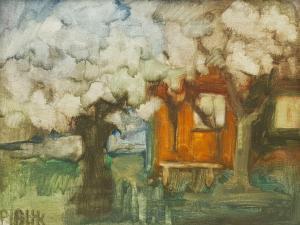 Hesselmark Campbell Pia 1910-2013,Trees before a Cabin,David Duggleby Limited GB 2021-07-24