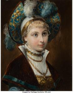 HESSL Gustav August 1849-1926,Portrait of a young woman in Renaissance costume,Heritage 2023-12-14