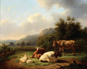 HESSLER G. Chr. Heinrich 1804-1871,Mountain landscape withcattle in the foreground,Glerum 2008-04-15