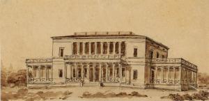 HETSCH Gustav Friedrich,An architectural drawing of a large mansion,Bruun Rasmussen 2021-04-12