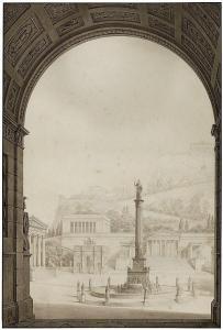HETSCH Gustav Friedrich,Imaginäre Rekonstruktion des Forum Romanum,1833,Galerie Bassenge 2016-11-25