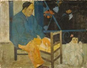 hetu 1900-1900,L'artiste et sa fille,1949,Aguttes FR 2009-10-30