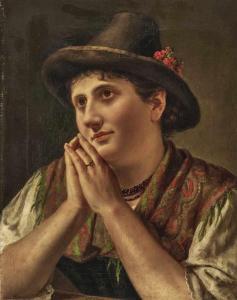 HETZ Carl 1828-1899,Farmer Girl with Hat,Neumeister DE 2020-03-25