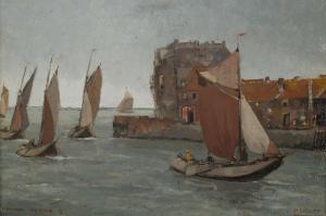 HEUFF Herman 1875-1945,Vissersvloot voor de haven van Veere,Zeeuws NL 2019-06-05