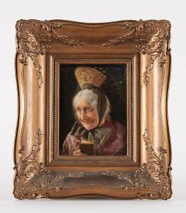 HEUSER Carl 1827-1892,Portrait de dame en tenue traditionnelle,Horta BE 2021-12-06