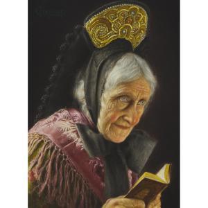 HEUSER Christian 1862-1942,OLD WOMAN READING,Waddington's CA 2023-02-02