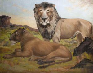 HEWARD B 1900-1900,Lion & Lioness,Hindman US 2012-03-16