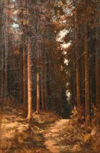 HEWITT David 1878-1939,A study of a pathway through a forest,1920,John Nicholson GB 2021-05-19