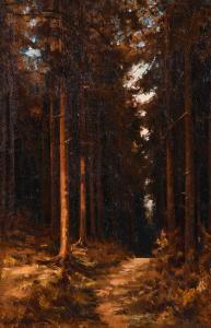 HEWITT David 1878-1939,View of a pathway through a forest,1920,John Nicholson GB 2021-01-20