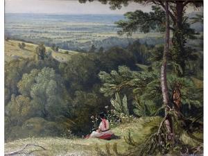 HEWITT H,LADY SEATED ON A SUNNY BANK ABOVE A COUNTRY LANDSCAPE,Lawrences GB 2016-10-14