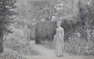 HEWITT Henry George,woman inflower gardens,1900,Burstow and Hewett GB 2011-03-23