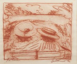 HEWKIN Andrew 1949,The River conte on paper,, titled and,Shapiro AU 2021-09-28
