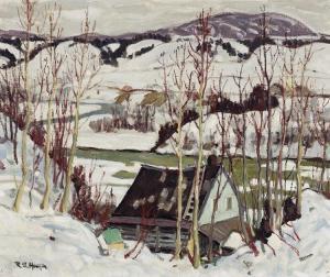 HEWTON Randolf Stanley 1888-1960,Winter Landscape with Home,Heffel CA 2023-10-26