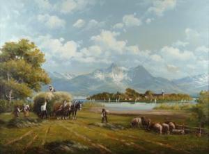 HEYDEN Curt 1936,alpine landscape with lake and hay harvest,Heickmann DE 2010-06-19