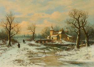 HEYDENDAHL Joseph Friedrich N. 1844-1906,Winterlandschaft mit Wasserschloss,Van Ham DE 2024-01-30