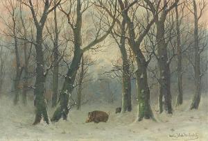 HEYDENDAHL LUDWIG AUGUST 1876-1960,Wildschweine in verschneiter Waldlandschaft,Von Zengen 2016-03-11