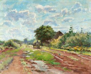 HEYMANS Adriaan Jozef 1839-1921,Ox cart on the dirt road,De Vuyst BE 2024-03-02