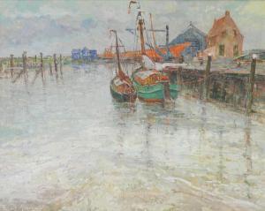 HEYMANS karel 1899-1974,Visserssloepen in de haven - Barques de pêche au port,Amberes BE 2018-10-08