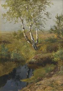 HEYN Carl 1834-1906,Frühlingslandschaft mit Birke an einem Weiher,Galerie Bassenge DE 2018-05-31