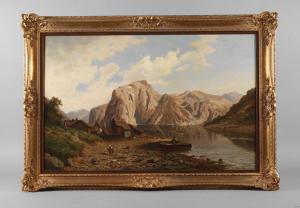 HEYN Heinrich Eduard 1856-1932,Fjordlandschaftnorwegische Landschaft,1880,Mehlis DE 2021-08-26