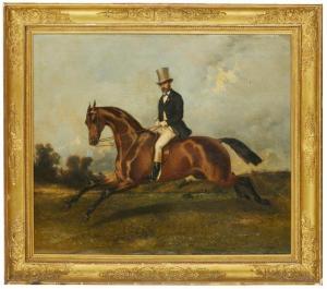 HEYRAULD Louis Robert 1840-1860,Gentleman riding a bay horse,1850,Rosebery's GB 2020-06-04