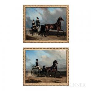 HEYRAULD Louis Robert 1840-1860,Two Horse and Surrey Paintings,1843-45,Skinner US 2020-04-06