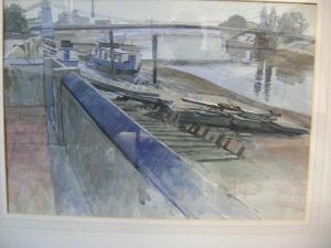 HEYWORTH Alfred 1926-1976,Pontoons Hammersmith, a houseboat on the Thames at,Bonhams GB 2009-11-11