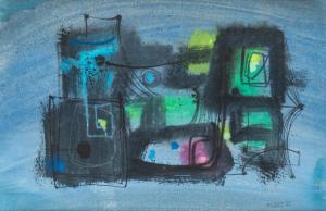 HIBBITS Forrest 1905-1996,Blue Abstract,1965,Shapiro Auctions US 2019-07-13