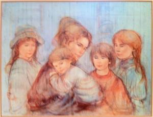 HIBEL Edna Plotkin 1917-2015,LEAH AND CHILDREN,1986,Ro Gallery US 2023-08-31