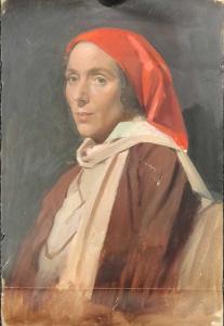 HICKLING Edward Albert 1913-1998,A lady in a red headscarf,Cheffins GB 2023-02-09