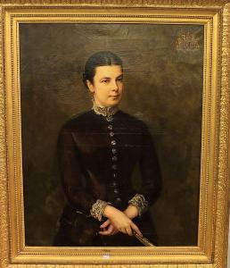HICKMANN Fritz 1820-1900,Portrait armorié d\’une dame de qualité à l\’évent,VanDerKindere 2022-12-20