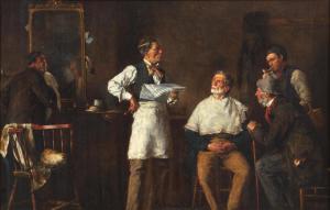 HICKS George Elgar 1824-1914,The barber's shop,1875,Bonhams GB 2024-09-25