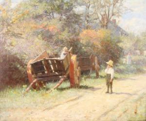 HICKSON Margaret 1800-1900,summers day rural study of children and carts in a,Denhams GB 2016-09-28