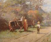 HICKSON Margaret 1800-1900,Two Children Playing on Farm Carts,19th,John Nicholson GB 2017-08-02