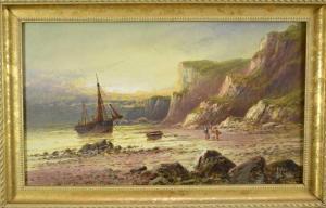 HIDER Frank 1861-1933,a coastal scene with a fishing boat and figures ne,Reeman Dansie GB 2023-02-14