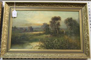 HIDER M.F 1800-1900,Landscape with Figure near a Pond at Sunset,Tooveys Auction GB 2010-11-02