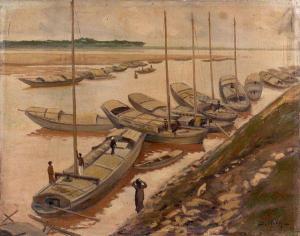 HIEN D 1900-1900,Les jonques au port,Aguttes FR 2012-02-15