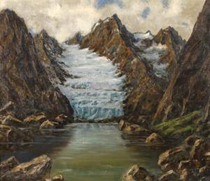 HIENL MERRE Franz 1869-1943,Alpenlandschaft mit Gletscher,c.1930,Mehlis DE 2021-08-26