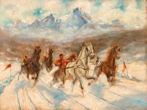 HIENL MERRE Franz 1869-1943,Harness Racing in Winter,Palais Dorotheum AT 2022-02-22