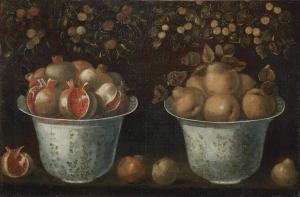 HIEPES Tomás 1610-1674,Two bell-shaped pots with flared rims with pears a,Bonhams GB 2017-07-05